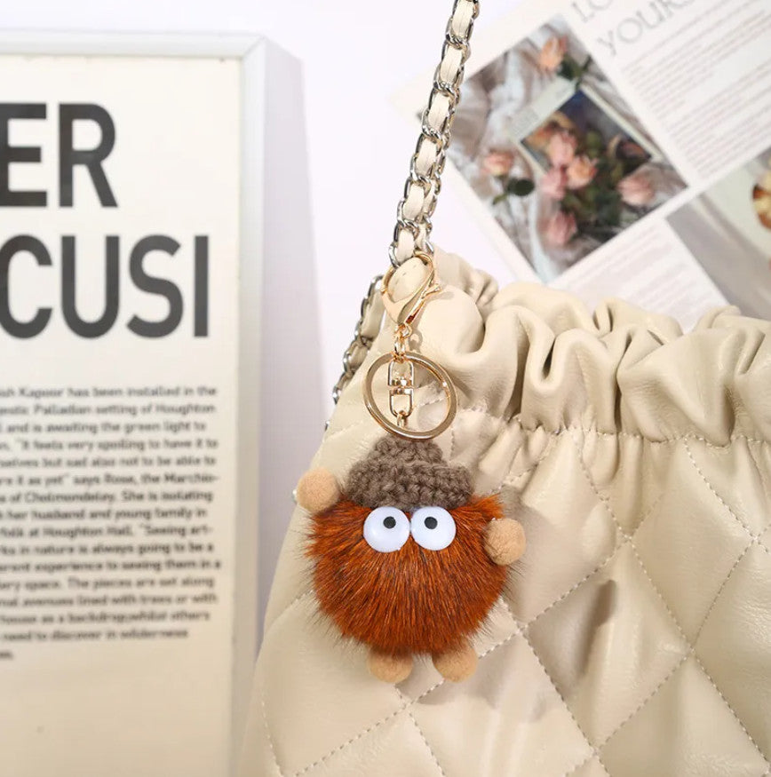 Cute Monster Pom Pom Keyrings