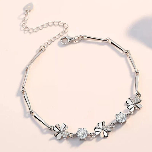 . 925 Clover Zircon Leave Bracelet. KK Labib