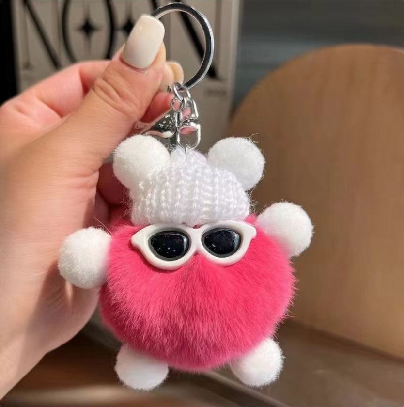 Cute Monster Pom Pom Keyrings