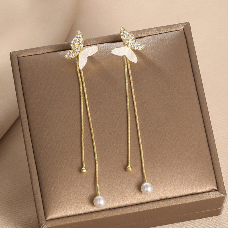 Hanging Tassel Drop Stud Earrings