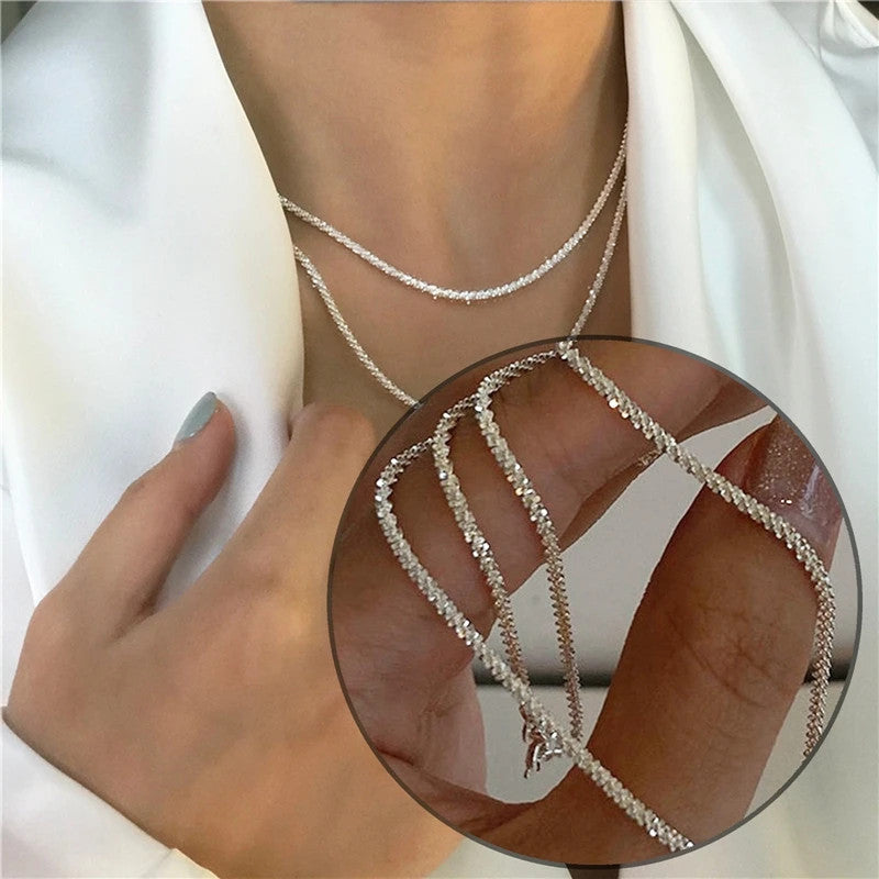 Gypsophila Clavicle Chain Necklace and Bracelet Set