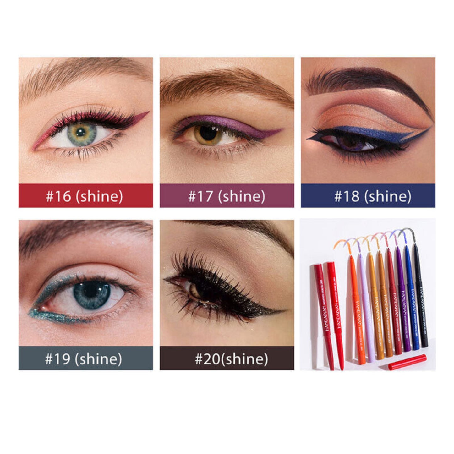 Waterproof Matte Liquid Eyeliner 20 Colors Pen Long Lasting Eye Makeup HANDAIYAN