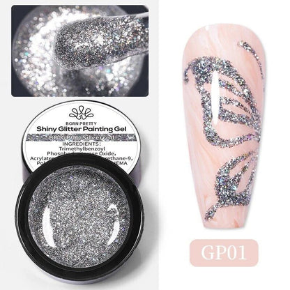 BORN PRETTY 5ml Shiny Glitter Nail Art Gel Polish Soak Off UV Led Gel DIY Salon KK Labib