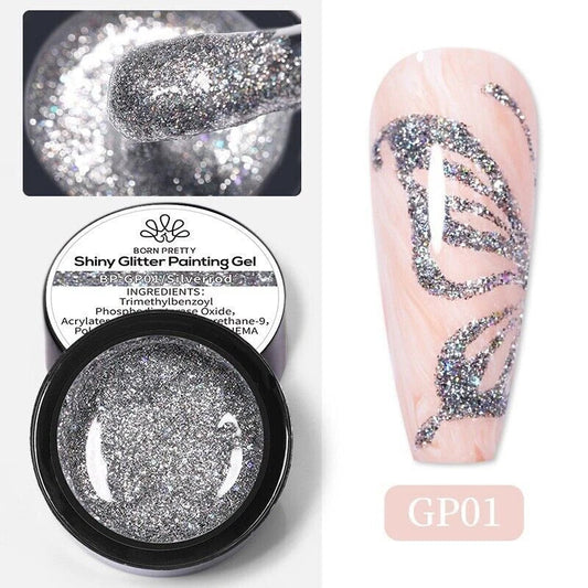 BORN PRETTY 5ml Shiny Glitter Nail Art Gel Polish Soak Off UV Led Gel DIY Salon KK Labib