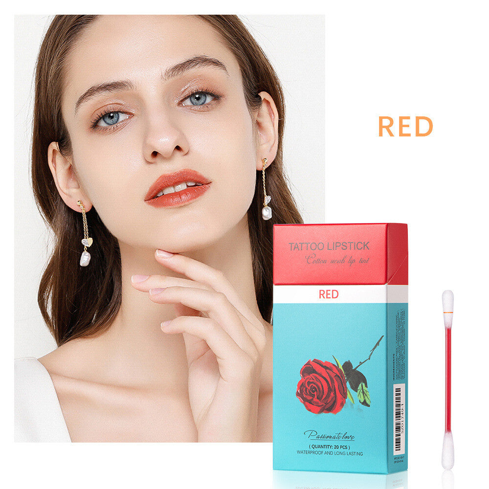 20 New Cotton Swab Disposable Lip Stain Tattoo Lipstick Set Waterproof Lip Gloss