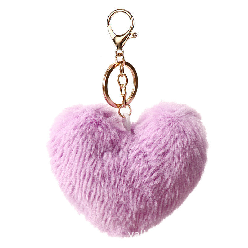 Fluffy Faux Fur Heart Keychain