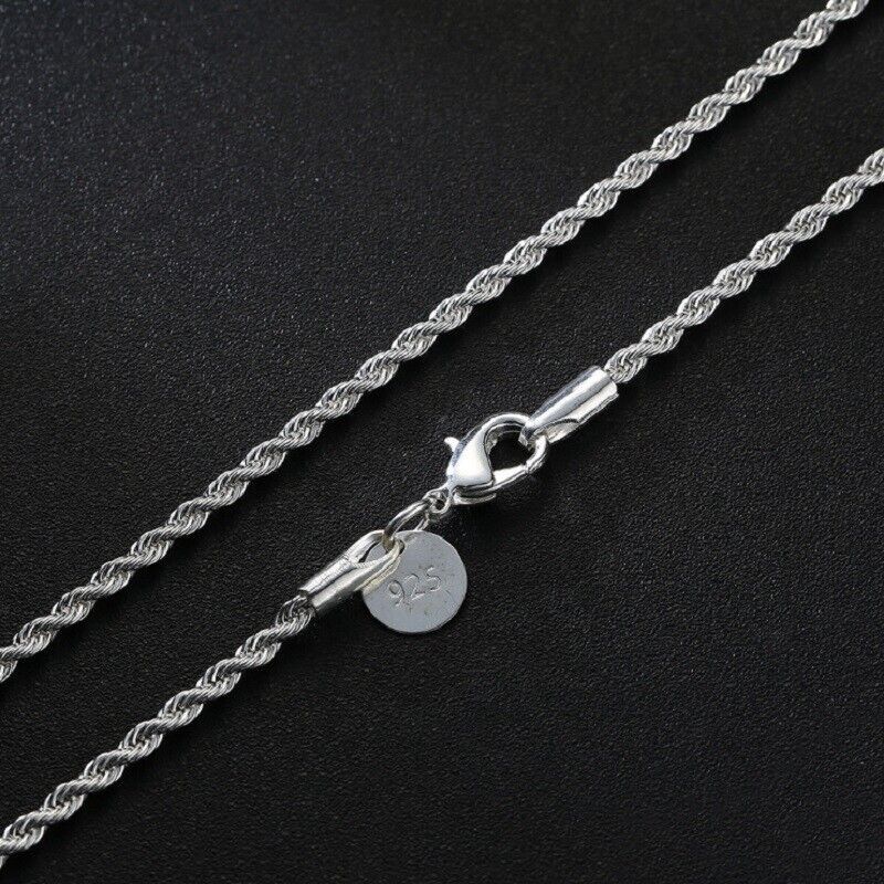 NEW Italian Style 925 Sterling Silver Twisted Rope Necklace Bracelet   4mm