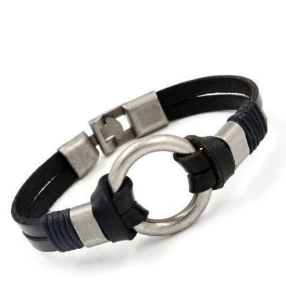 Men Leather Bracelet Braided Wristband Bangle Punk Surfer Wrap Jewelry Gift UK