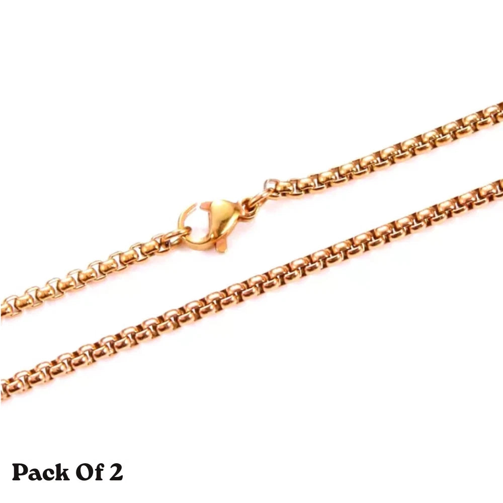 925 Stainless Steel Multicolor Pearl Box Chain Necklace Unisex KK Labib