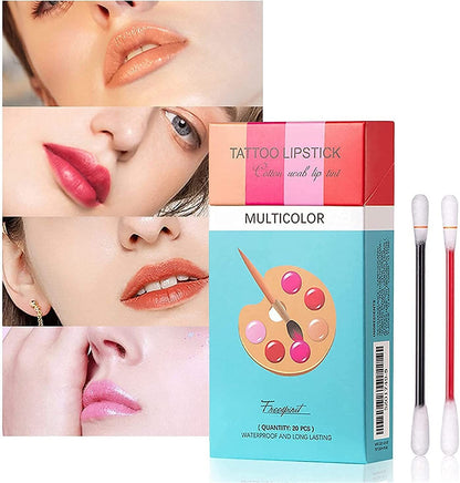 20 New Cotton Swab Disposable Lip Stain Tattoo Lipstick Set Waterproof Lip Gloss