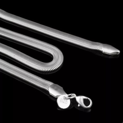 Titanium Silver Herringbone Snake Chain Necklace Flat Women Jewellery Gift UK
