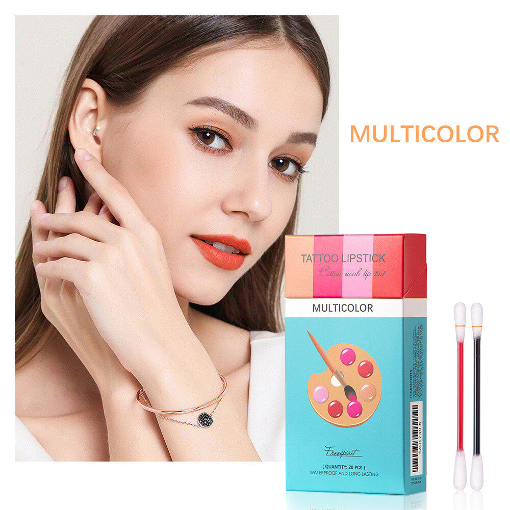20 New Cotton Swab Disposable Lip Stain Tattoo Lipstick Set Waterproof Lip Gloss
