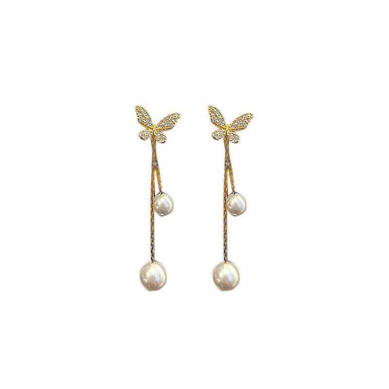 Hanging Tassel Drop Stud Earrings