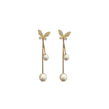 Hanging Tassel Drop Stud Earrings