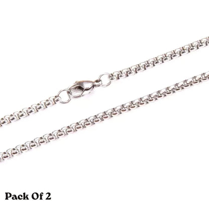 925 Stainless Steel Multicolor Pearl Box Chain Necklace Unisex KK Labib