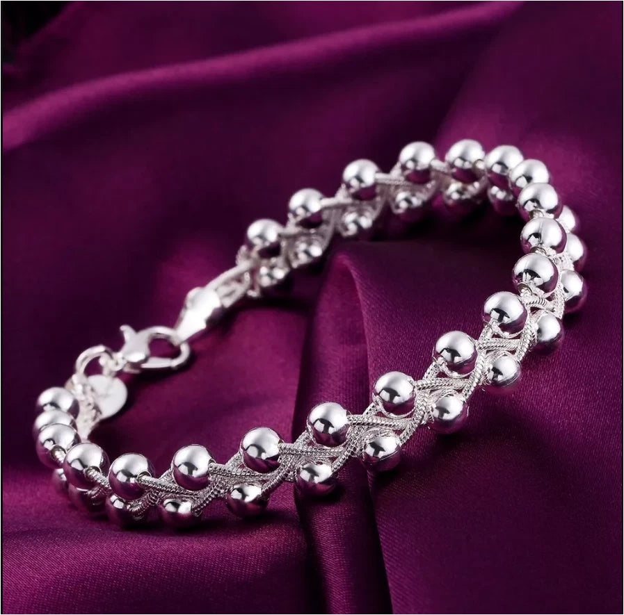 Cross Chain Beads Ball Bracelet