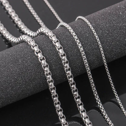 925 Stainless Steel Multicolor Pearl Box Chain Necklace Unisex KK Labib