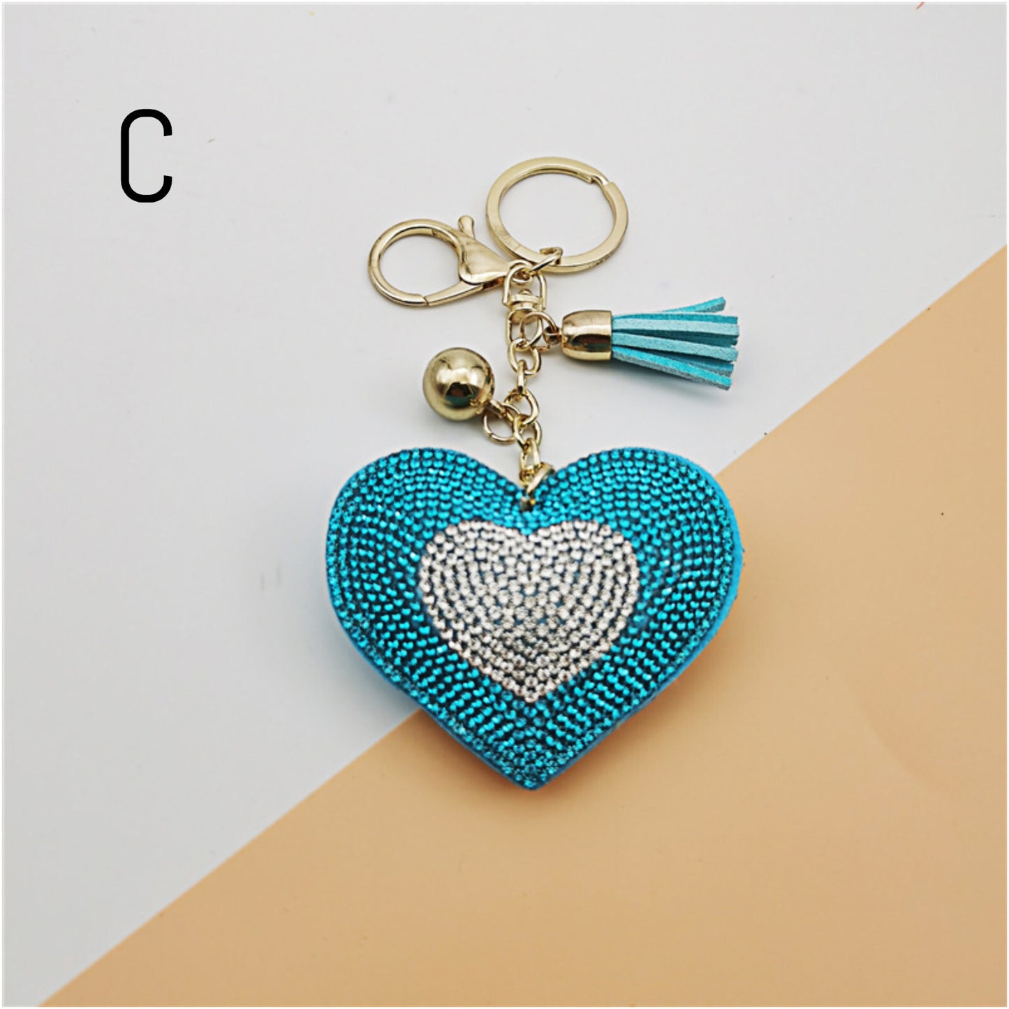 Heart Crystal Rhinestone Keyring