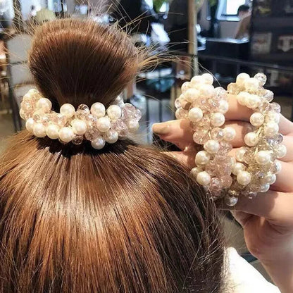 Crystal Pearl Elastic Rope Ponytail Hair Band