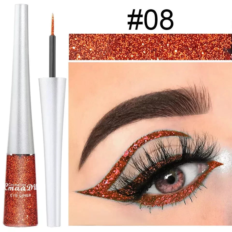 Waterproof Glitter Liquid Eyeliner Long Wear Shimmer Eye Makeup Beauty Cosmetic