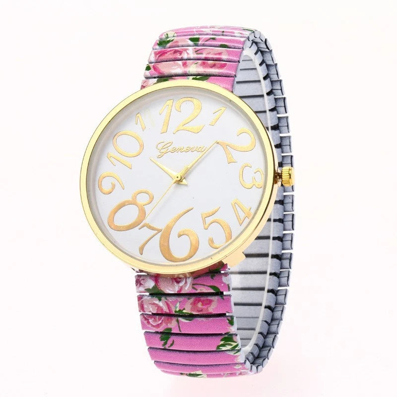 Printed Colorful Elastic Band Watch KK Labib