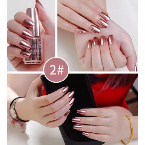 15 Colors Metallic Nail Polish Super Shine Chrome Mirror Effect Art Nail Varnish