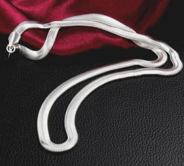 Titanium Silver Herringbone Snake Chain Necklace Flat Women Jewellery Gift UK