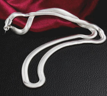 Titanium Silver Herringbone Snake Chain Necklace Flat Women Jewellery Gift UK