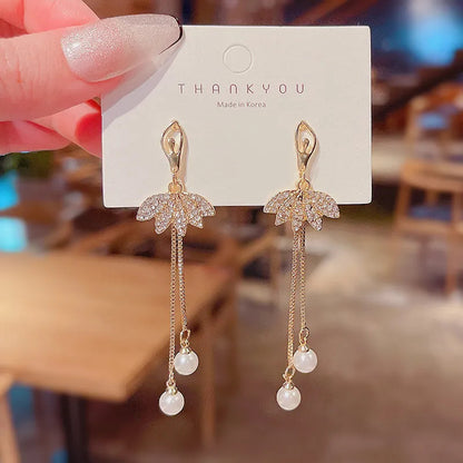 Hanging Tassel Drop Stud Earrings