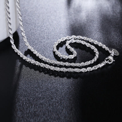 NEW Italian Style 925 Sterling Silver Twisted Rope Necklace Bracelet   4mm