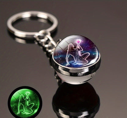 Luminous Glass Ball Zodiac Keychain