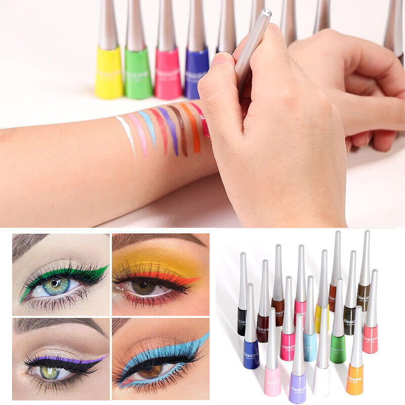 Waterproof Liquid Eyeliner Beauty Matte Glitter Pen Pencil Makeup 33 Colors UK