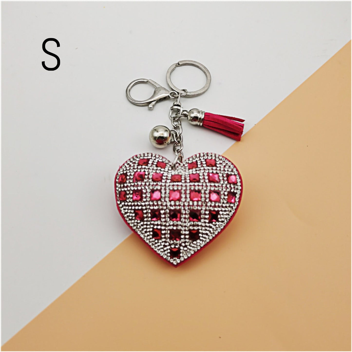 Heart Crystal Rhinestone Keyring