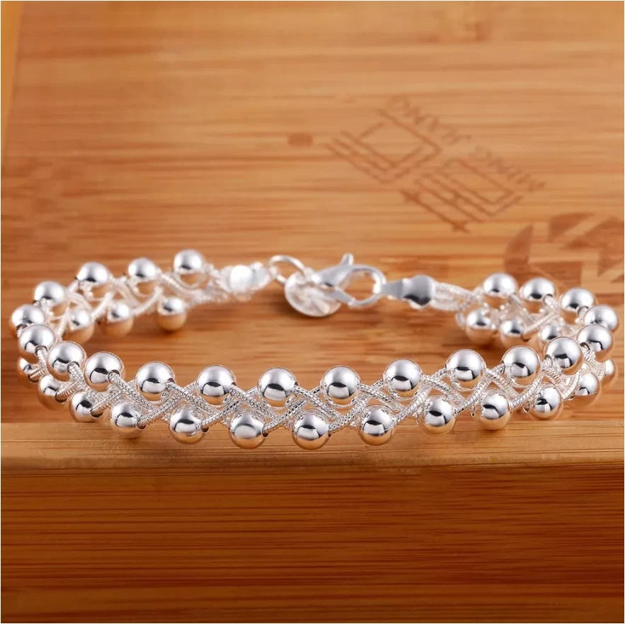 Cross Chain Beads Ball Bracelet