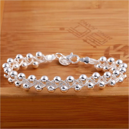 Cross Chain Beads Ball Bracelet