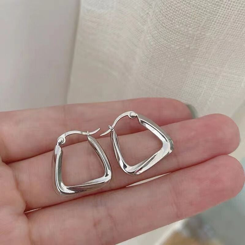 Geometric Twisted Triangle Hoop Earrings