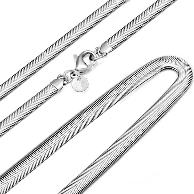 Titanium Silver Herringbone Snake Chain Necklace Flat Women Jewellery Gift UK