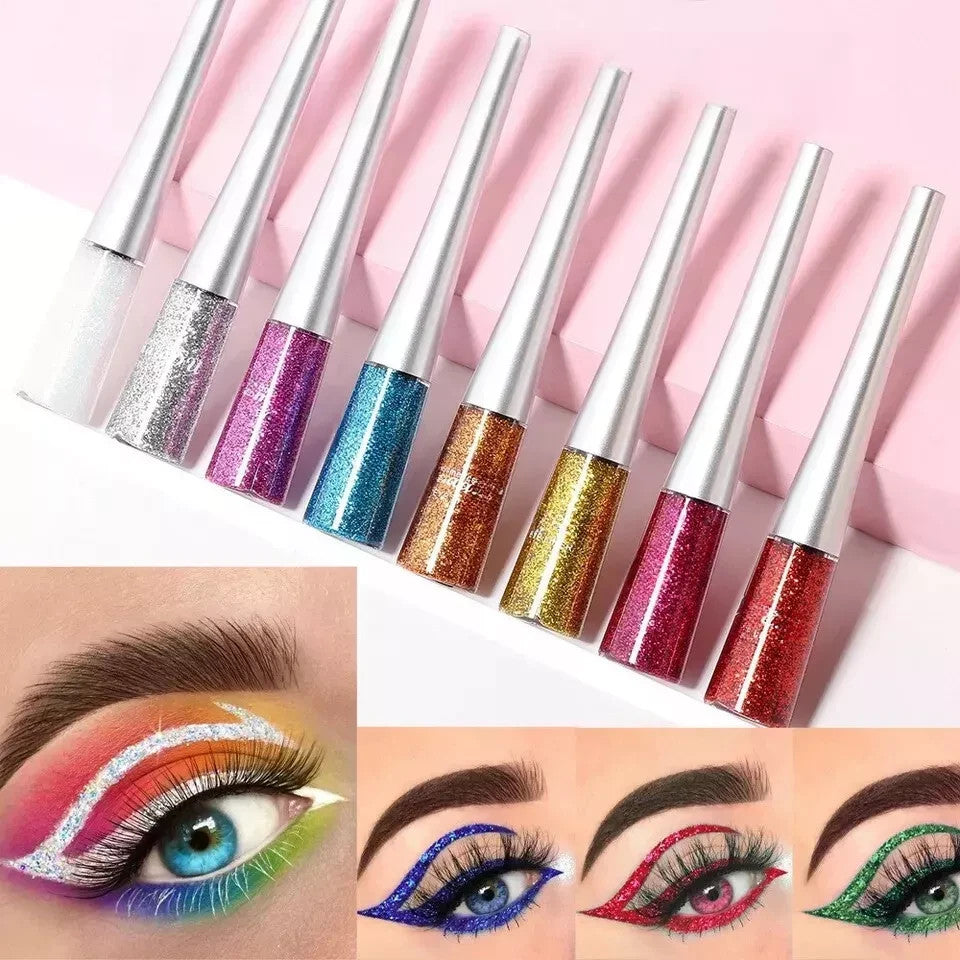 Waterproof Glitter Liquid Eyeliner Long Wear Shimmer Eye Makeup Beauty Cosmetic