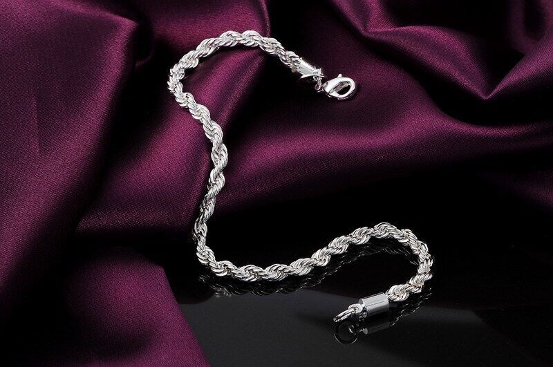 NEW Italian Style 925 Sterling Silver Twisted Rope Necklace Bracelet   4mm