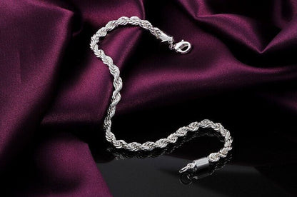 NEW Italian Style 925 Sterling Silver Twisted Rope Necklace Bracelet   4mm