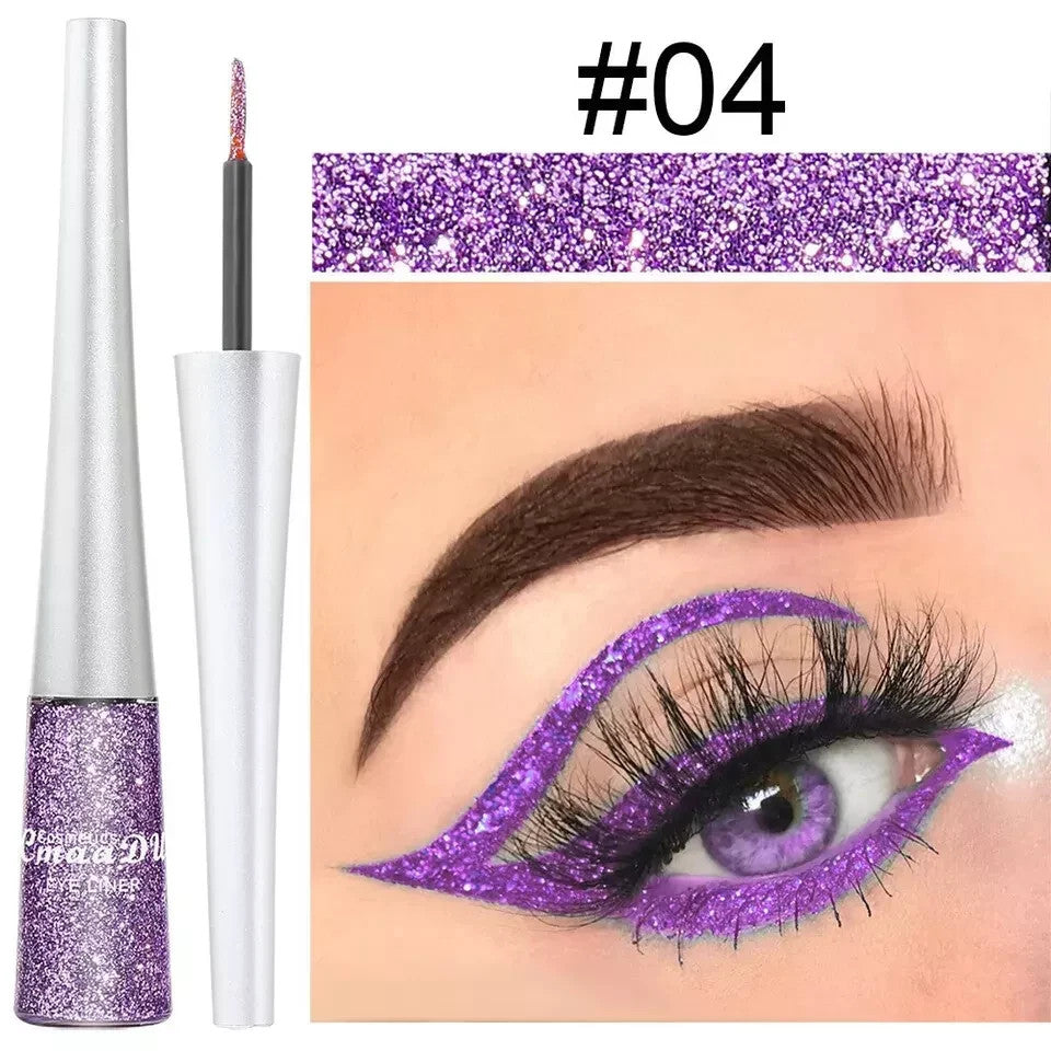 Waterproof Glitter Liquid Eyeliner Long Wear Shimmer Eye Makeup Beauty Cosmetic
