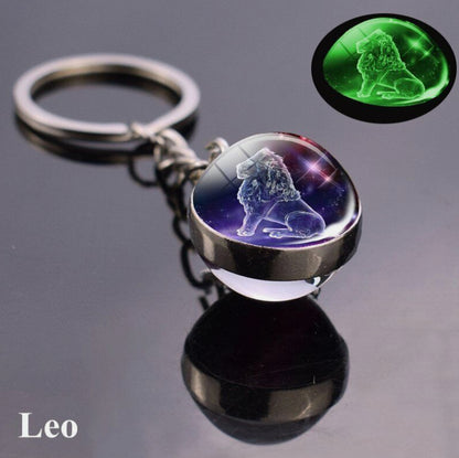 Luminous Glass Ball Zodiac Keychain