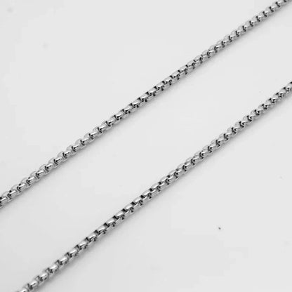 925 Stainless Steel Multicolor Pearl Box Chain Necklace Unisex KK Labib