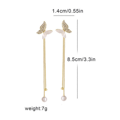 Hanging Tassel Drop Stud Earrings