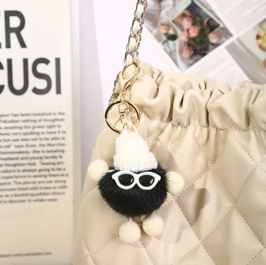Cute Monster Pom Pom Keyrings