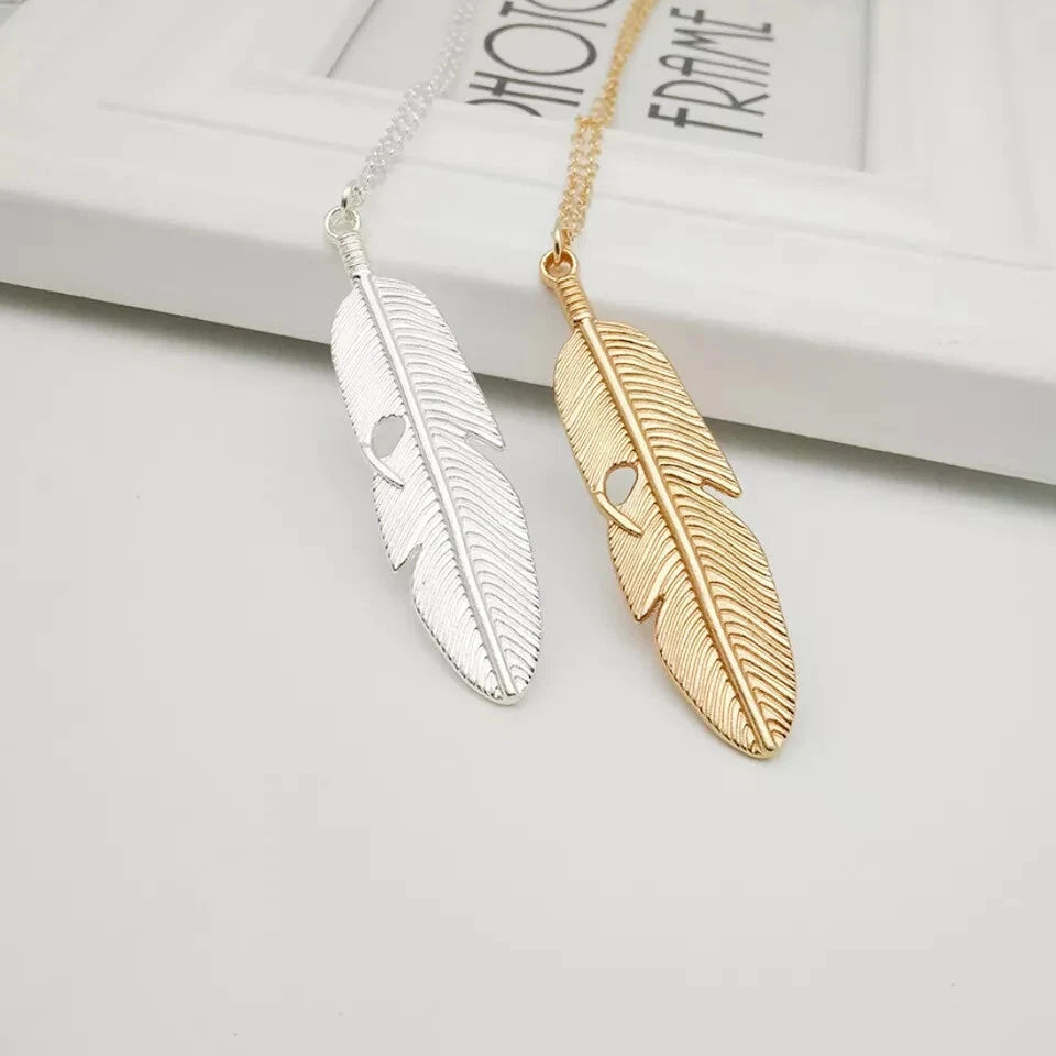 Feather Leaf Pendant Necklace. KK Labib