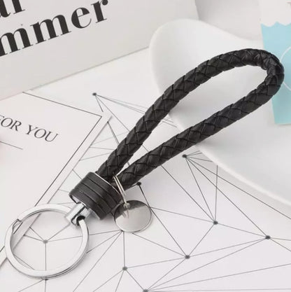 Colorful Braided Faux Leather Strap Keyring
