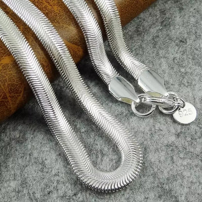 Titanium Silver Herringbone Snake Chain Necklace Flat Women Jewellery Gift UK