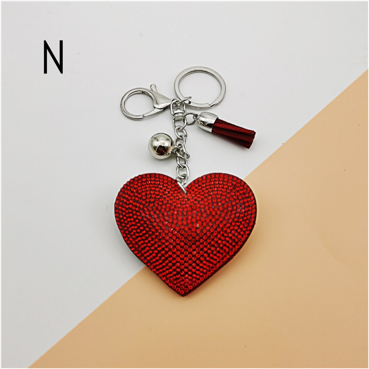 Heart Crystal Rhinestone Keyring