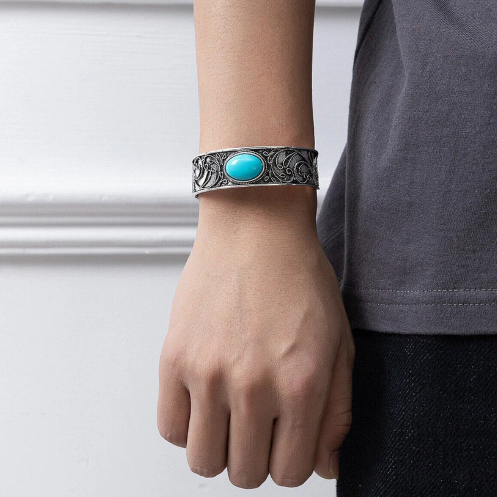 . Retro Turquoise Open Bracelet. KK Labib